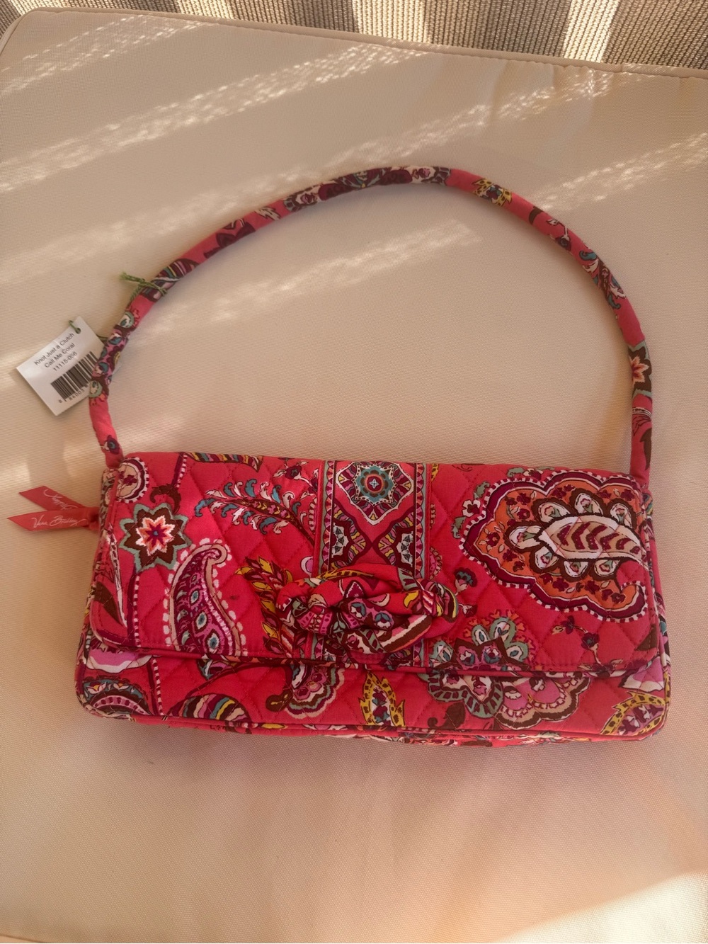 Vera Bradley Pink Quilted Paisley Shoulder Clutch
